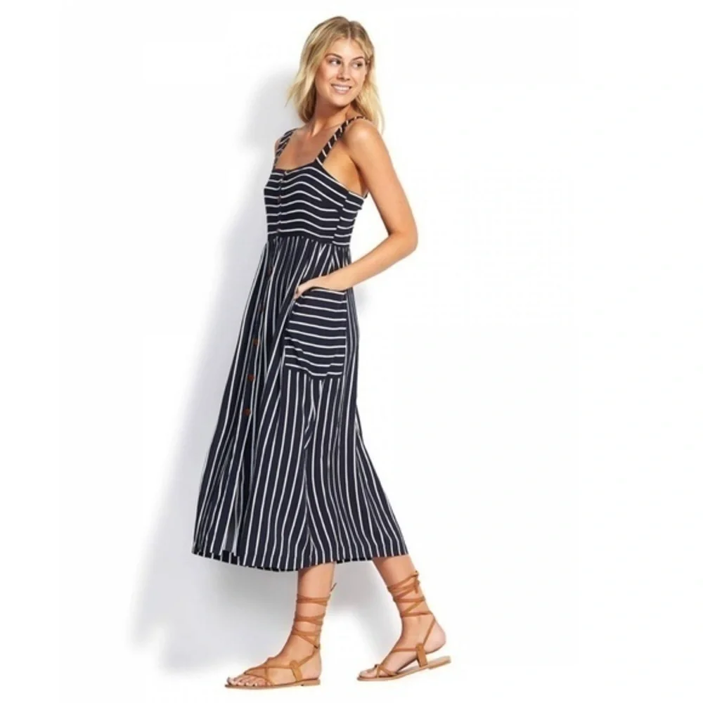 Seafolly Stripe Button Through  Dress NWT - Picture 2 of 8